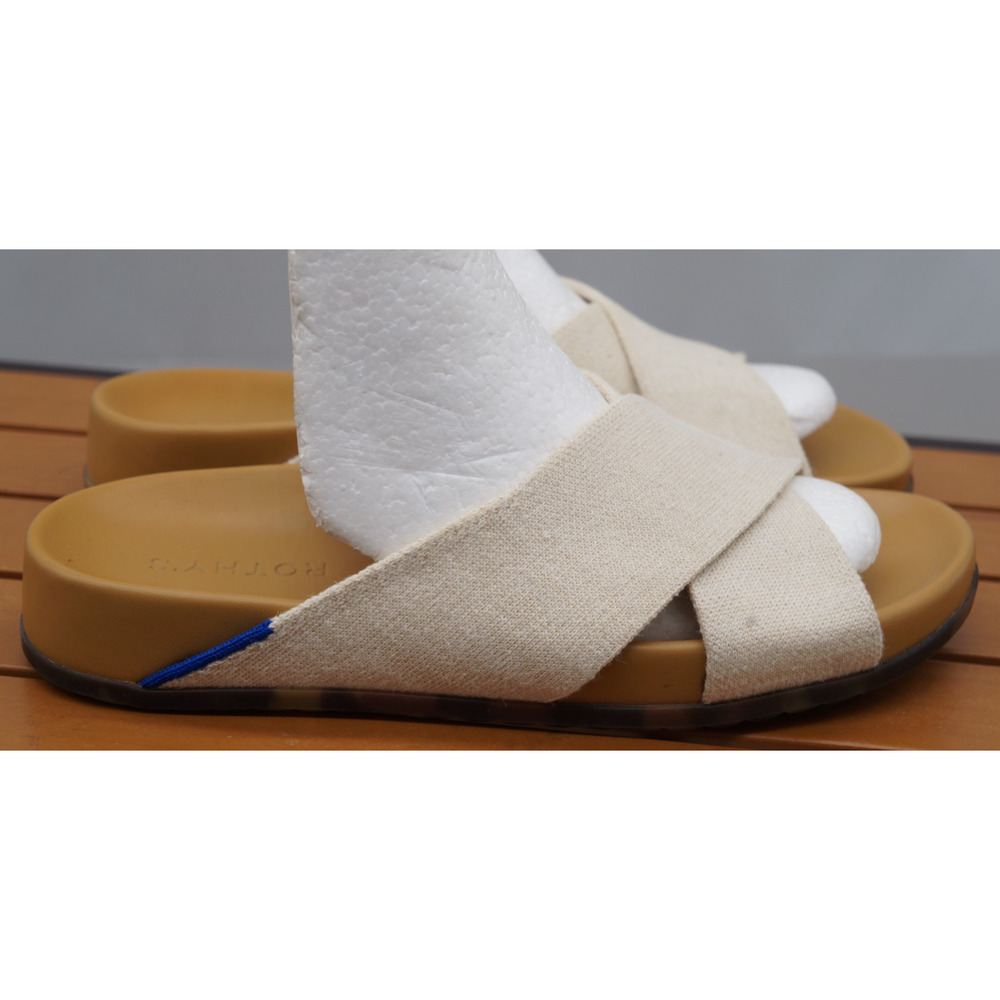 Rothy's The Weekend Slide Hemp Oat Cream Cross Strap Sandal Size 8 - Picture 4 of 10